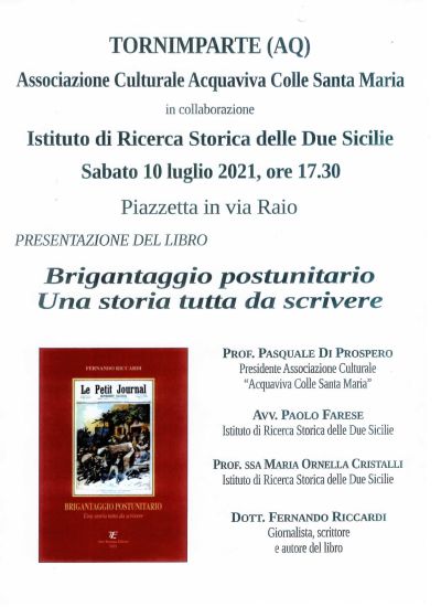 Presentazione del libro Brigantaggio postunitario Una storia tutta da scrivere